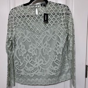Express Women's Mint Lace Blouse NWT